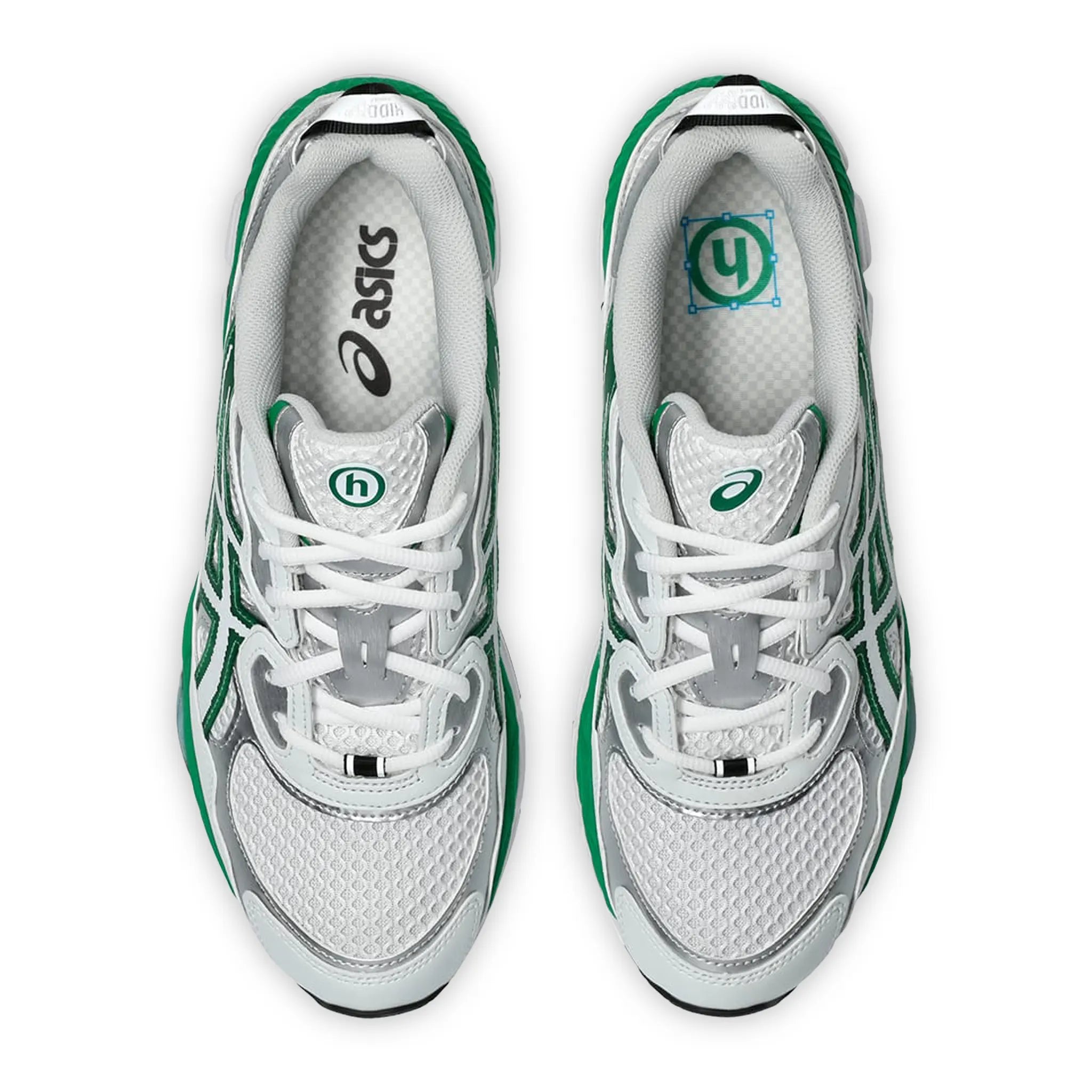 Top view of The HIDDEN.NY x ASICS Gel-NYC White Green 1201B001-100